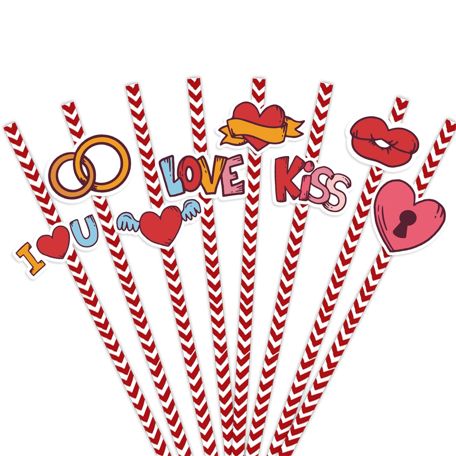 Jierger 24pcs Valentine's Day Red Heart Disposable Paper Party Decoration Drink Straws for Tropical 𝑯𝒂𝒘𝒂𝒊𝒊𝒂𝒏 Luau Party Decorations